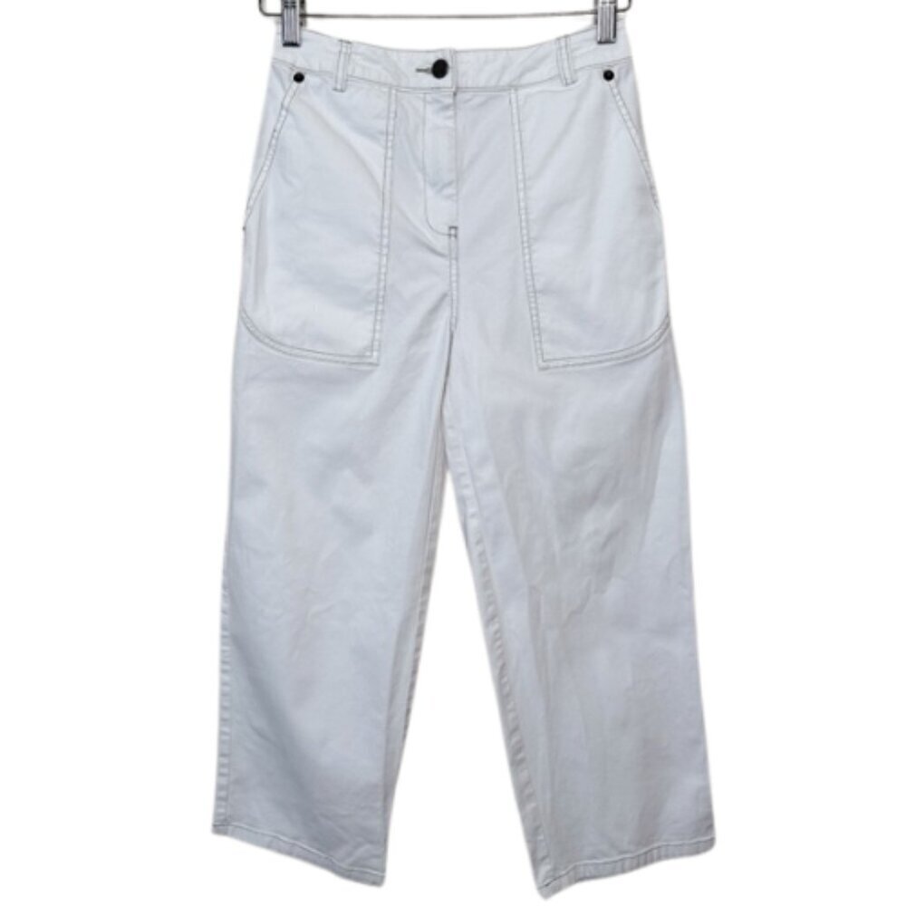 Hudson North Womens 6 Patch Pocket White Cotton Cropped Pant